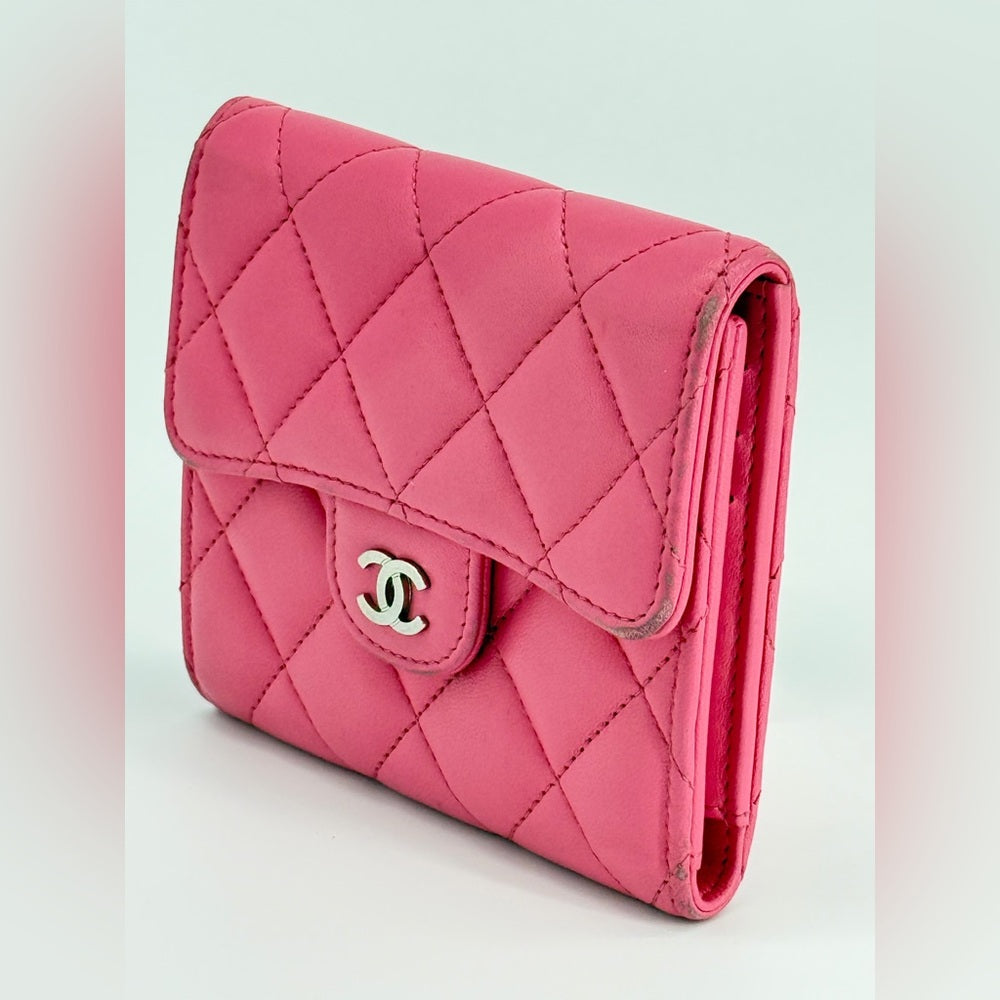 Chanel Compact Flap Wallet Pink Lambskin