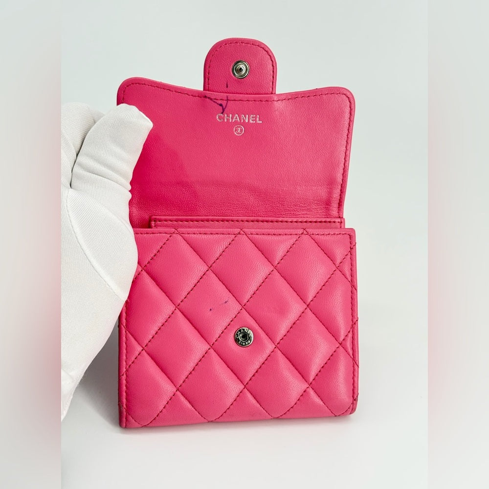 Chanel Compact Flap Wallet Pink Lambskin