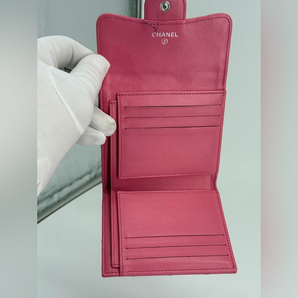 Chanel Compact Flap Wallet Pink Lambskin
