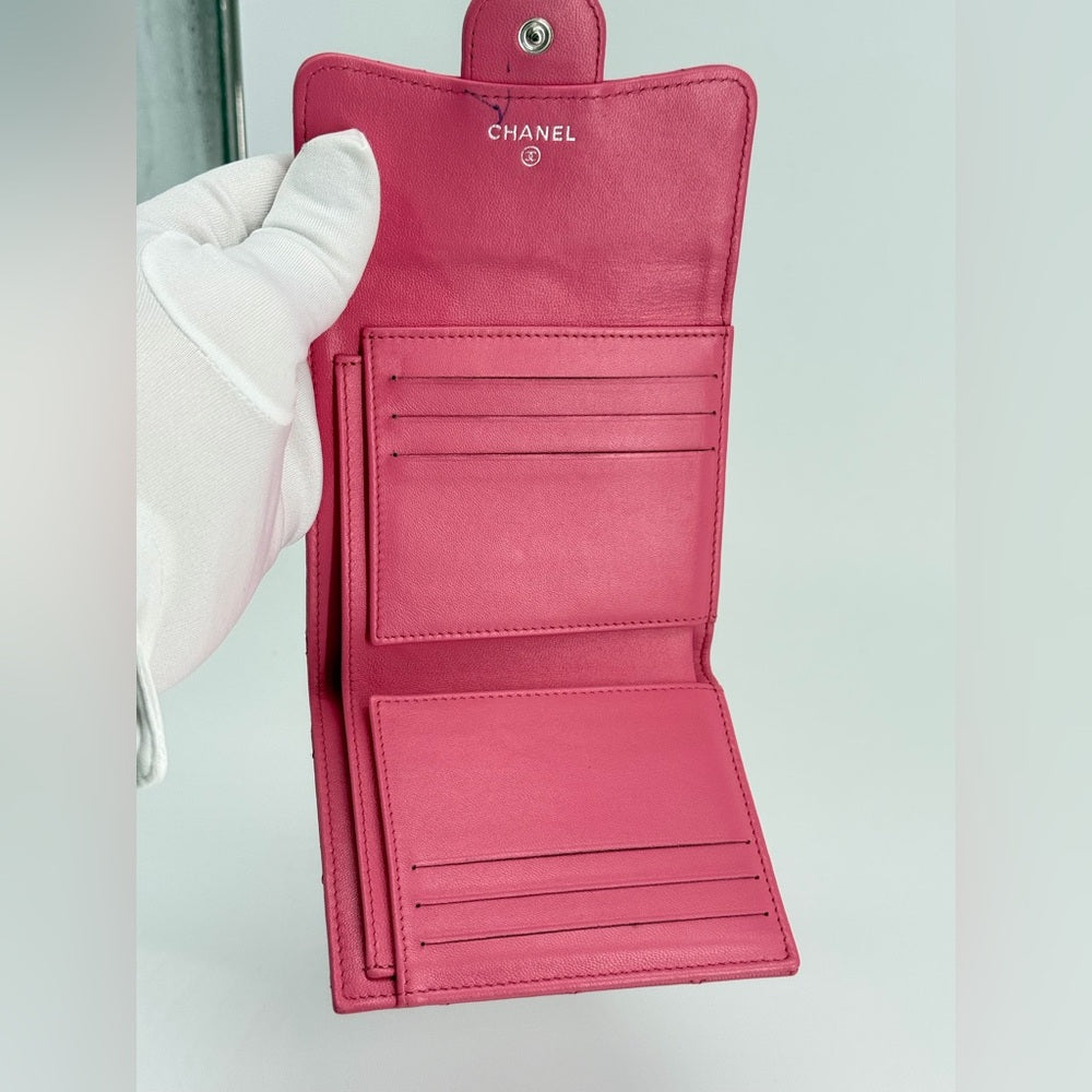 Chanel Compact Flap Wallet Pink Lambskin