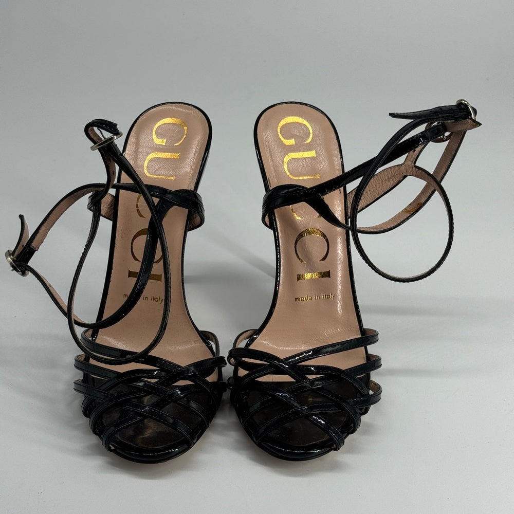 Gucci Patent Leather Crystal Embellishments Sandals Women's Size 36.5