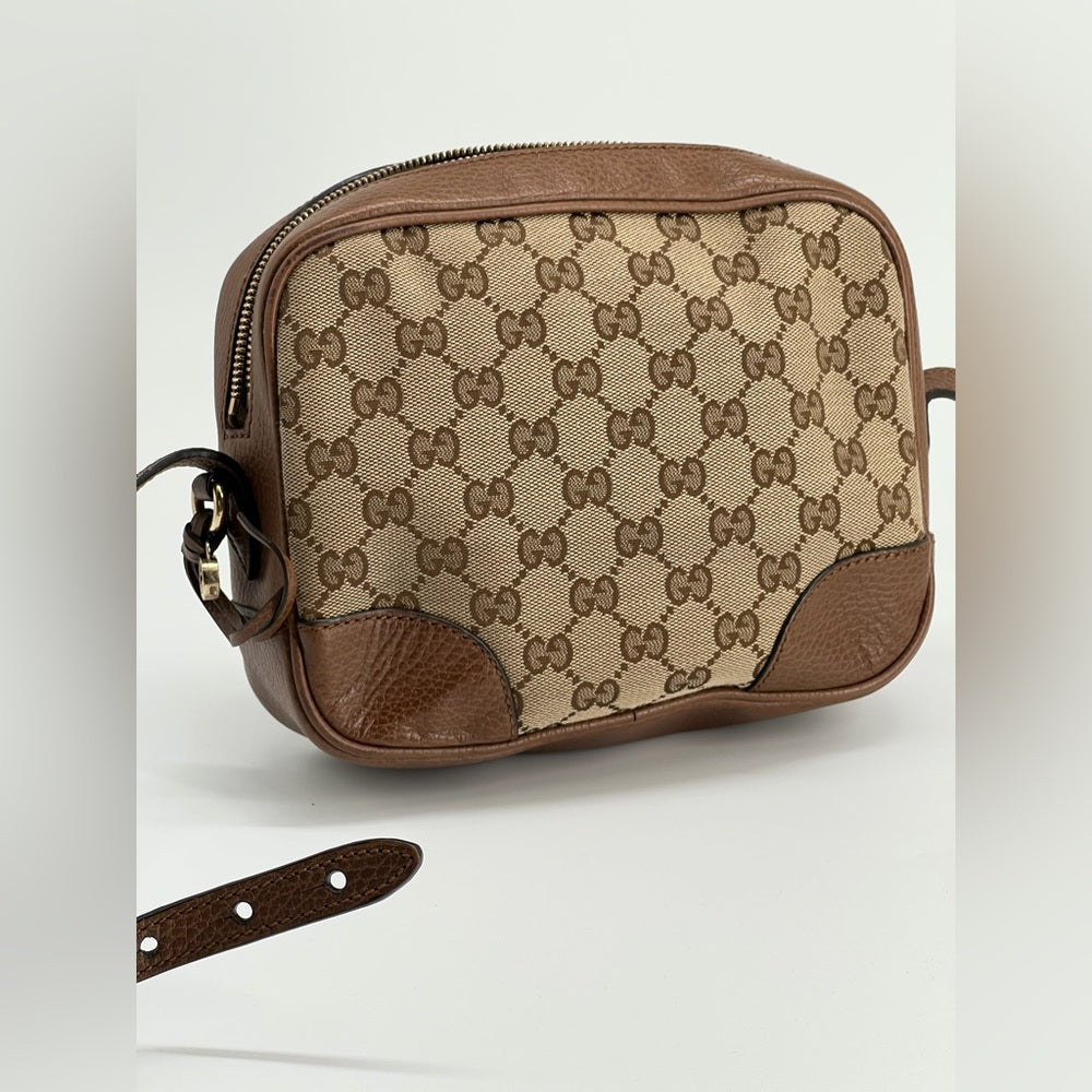 Gucci Monogram Small Bree Beige Canvas Camera Bag