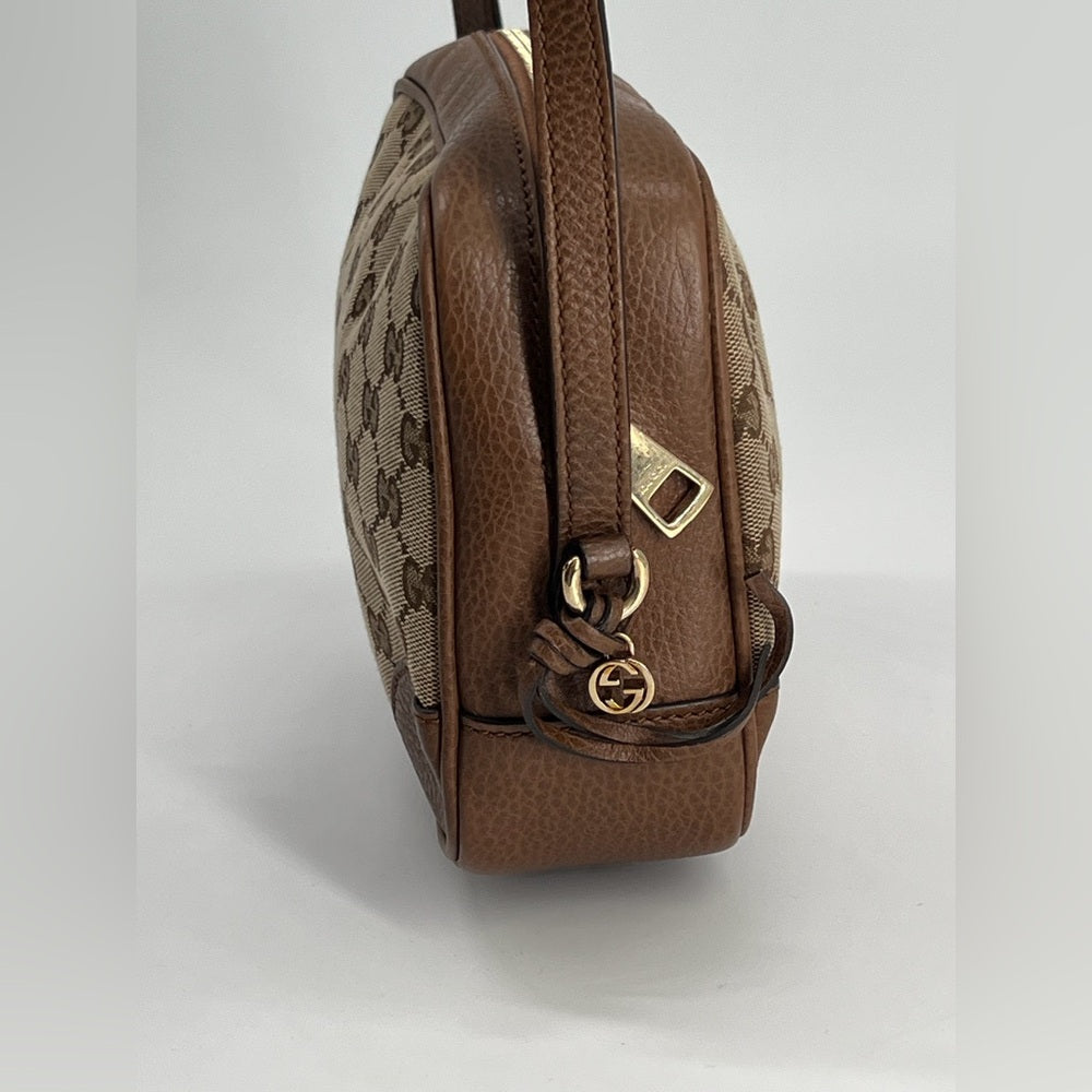 Gucci Monogram Small Bree Beige Canvas Camera Bag