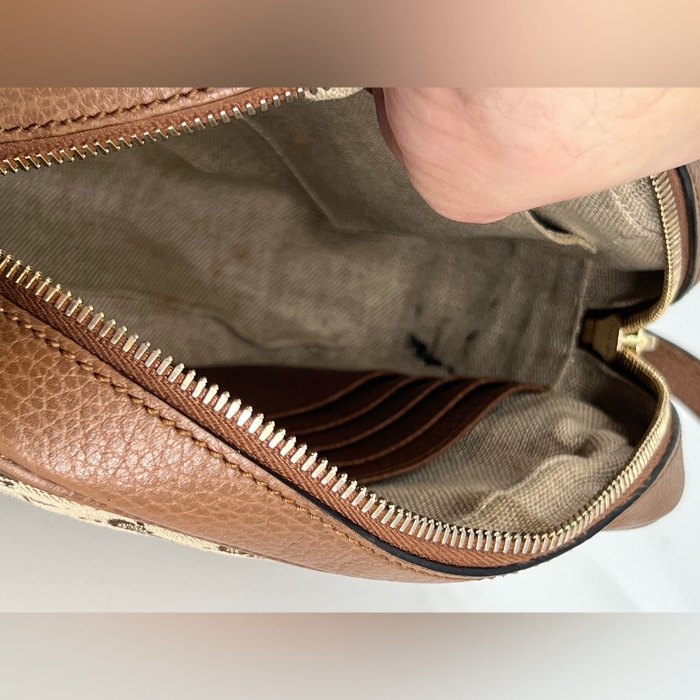 Gucci Monogram Small Bree Beige Canvas Camera Bag