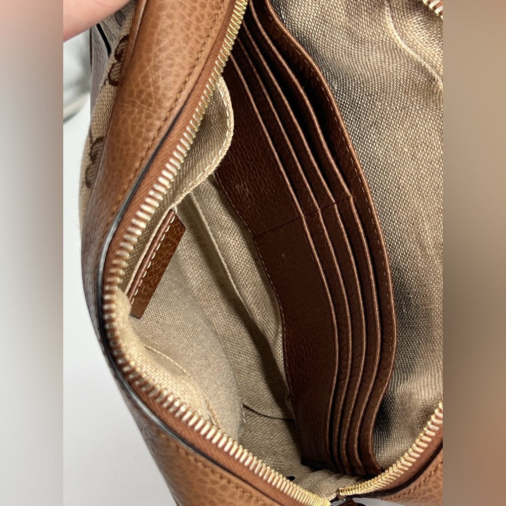 Gucci Monogram Small Bree Beige Canvas Camera Bag