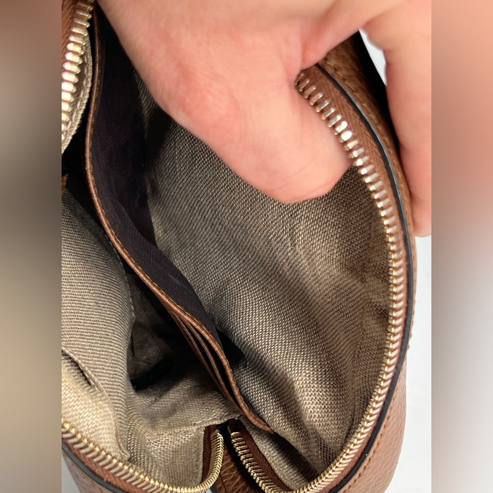 Gucci Monogram Small Bree Beige Canvas Camera Bag