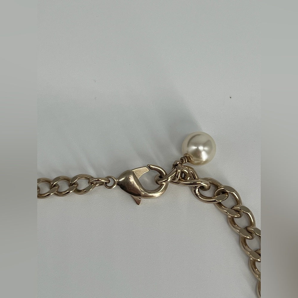 Chanel Pearl Necklace And Light Gold Metal Charms Necklace 2018
