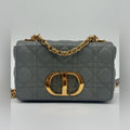 Dior Caro Bag Medium Stone Gray Cannage Calfskin Leather Shoulder Bag