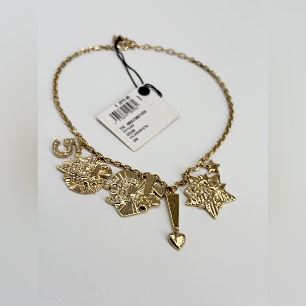 Chanel Charm Necklace In Gold And Crystal Material