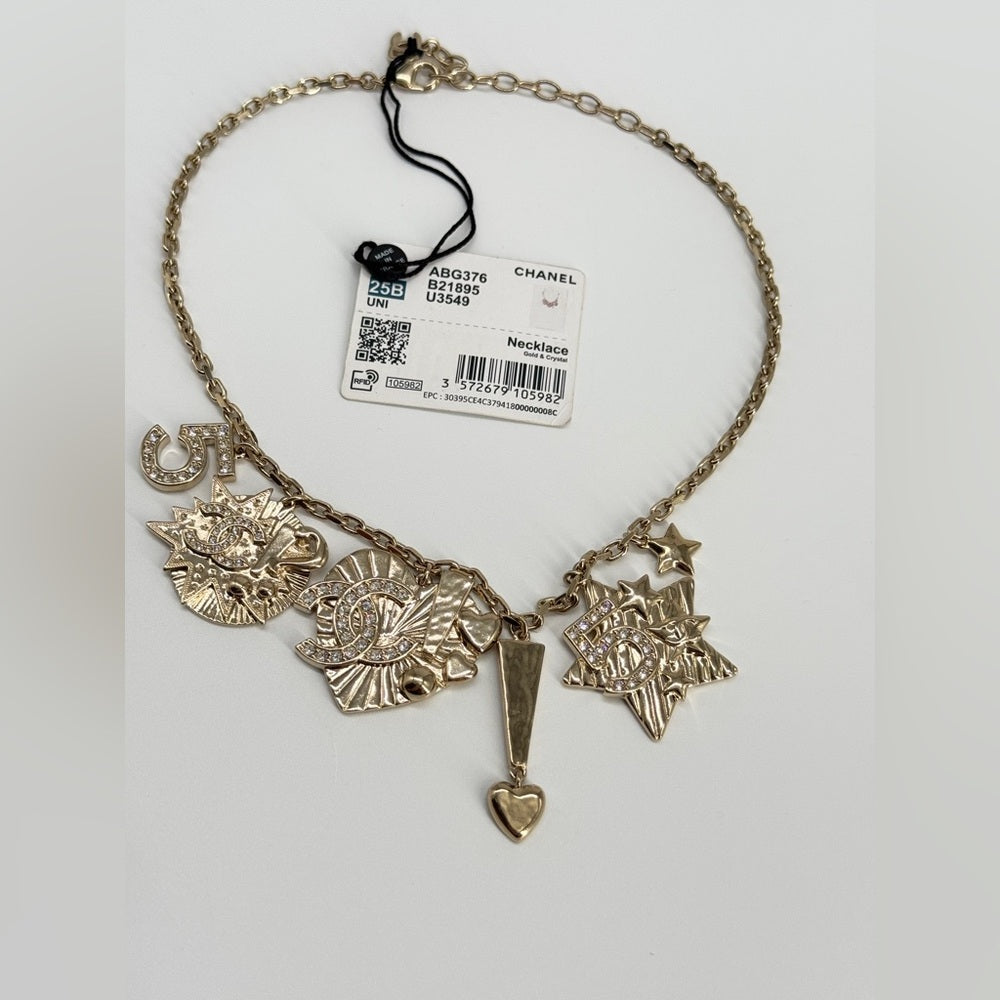 Chanel Charm Necklace In Gold And Crystal Material
