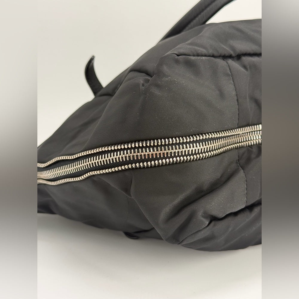 Prada Expandable Zippered Nylon Shoulder Bag Black