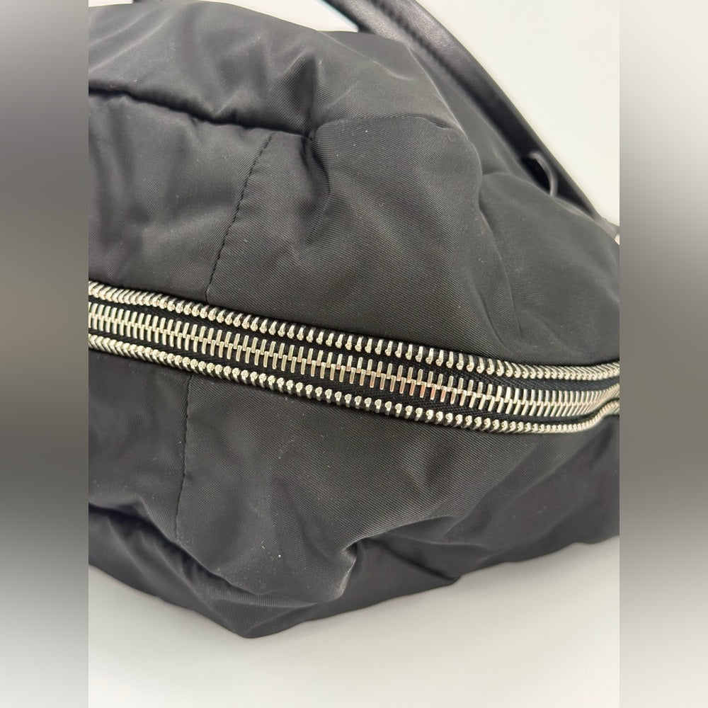 Prada Expandable Zippered Nylon Shoulder Bag Black