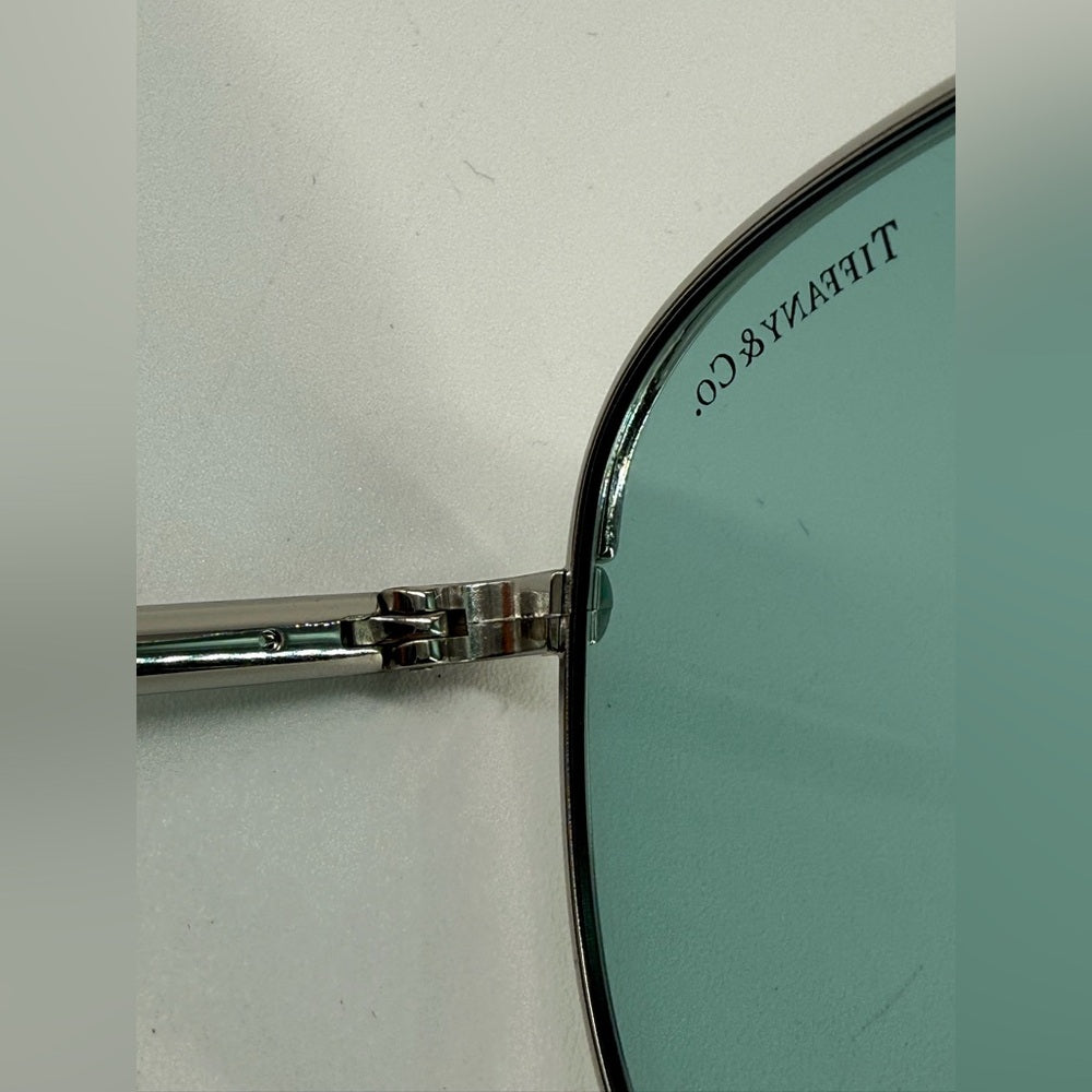 Tiffany & Co Sunglasses Silver With Blue Gradient Lenses Aviator Style