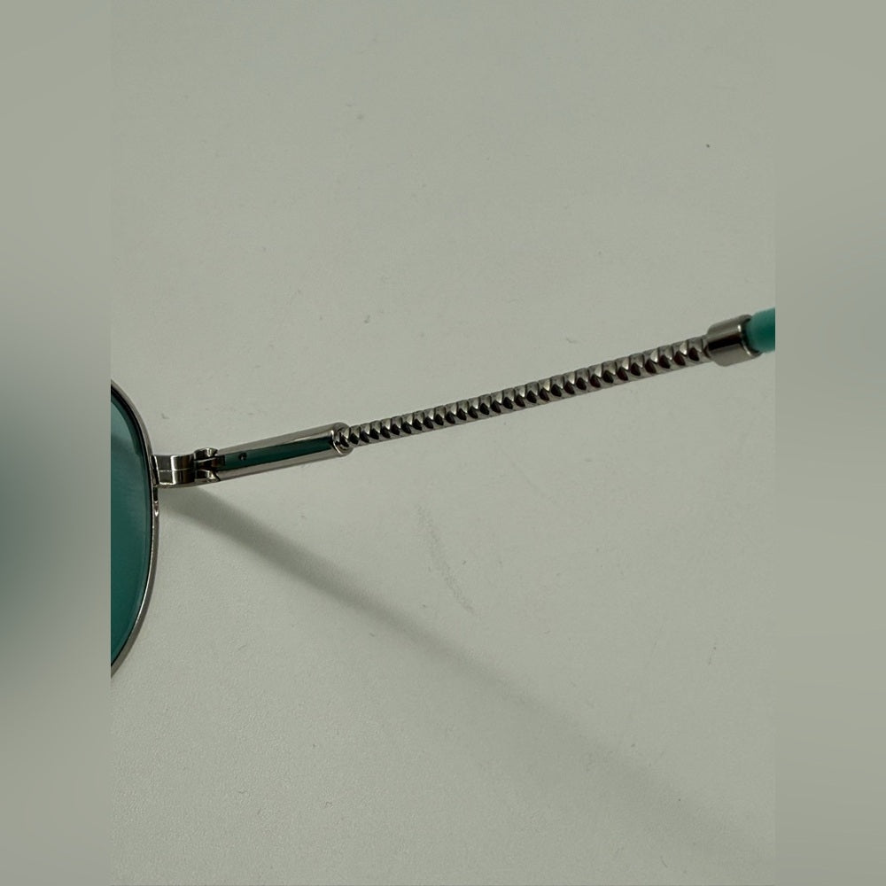Tiffany & Co Sunglasses Silver With Blue Gradient Lenses Aviator Style