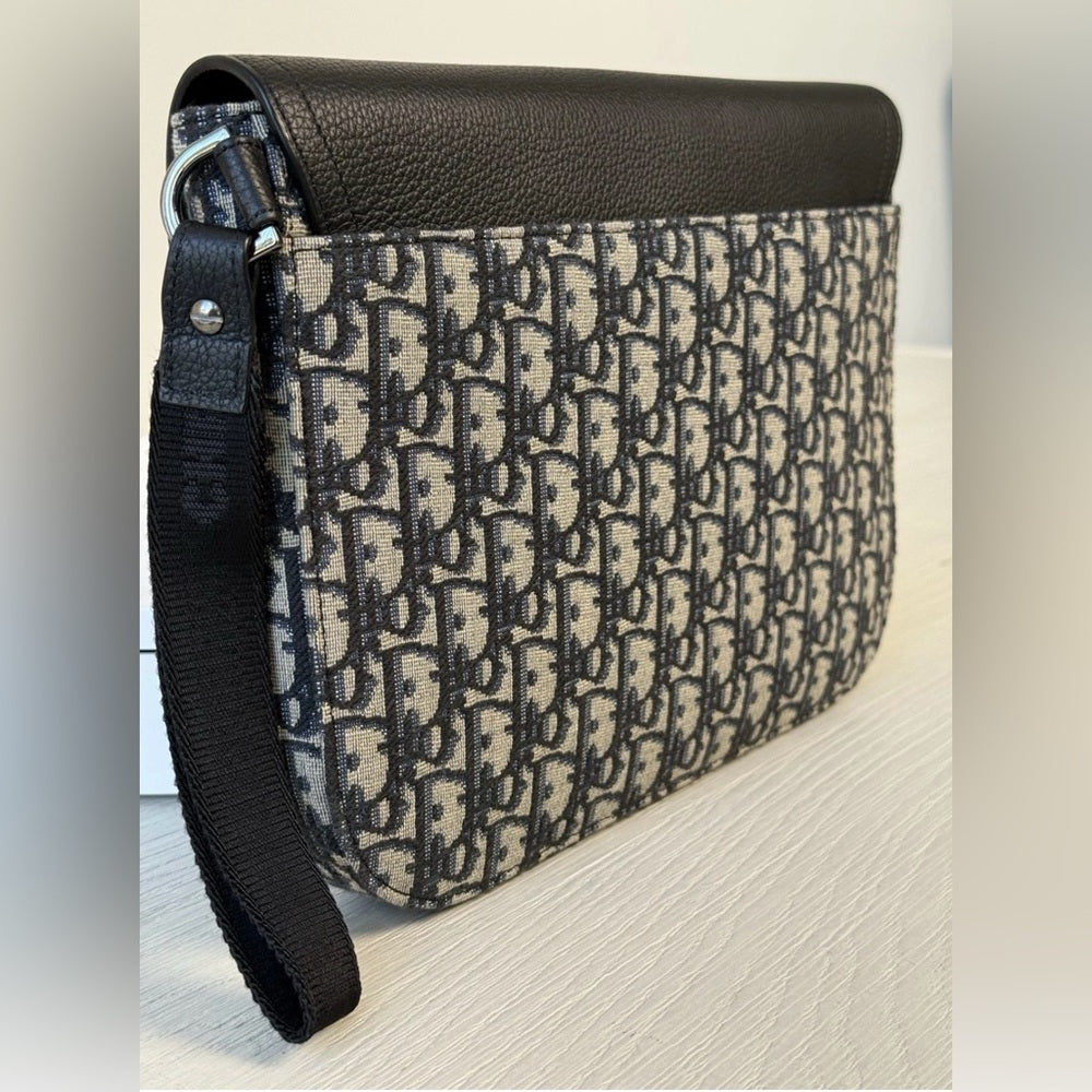 Dior Saddle A5 Pouch Oblique Jacquard And Black Grained Calfskin Leather Bag