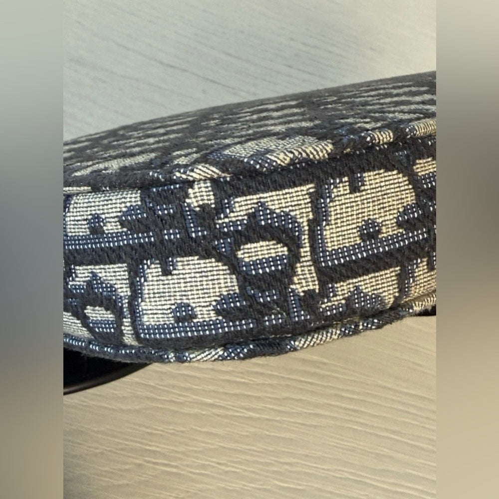 Dior Saddle A5 Pouch Oblique Jacquard And Black Grained Calfskin Leather Bag