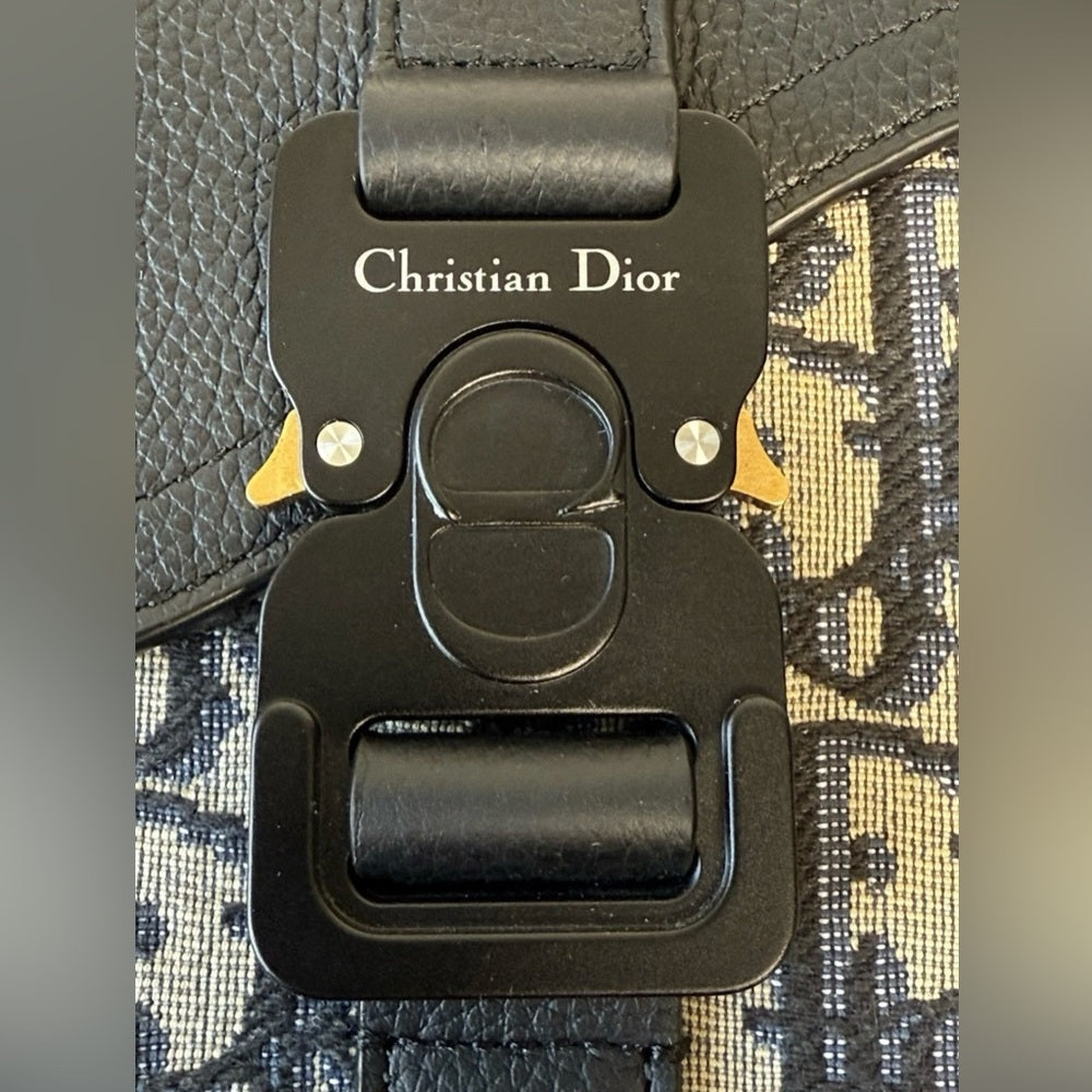 Dior Saddle A5 Pouch Oblique Jacquard And Black Grained Calfskin Leather Bag