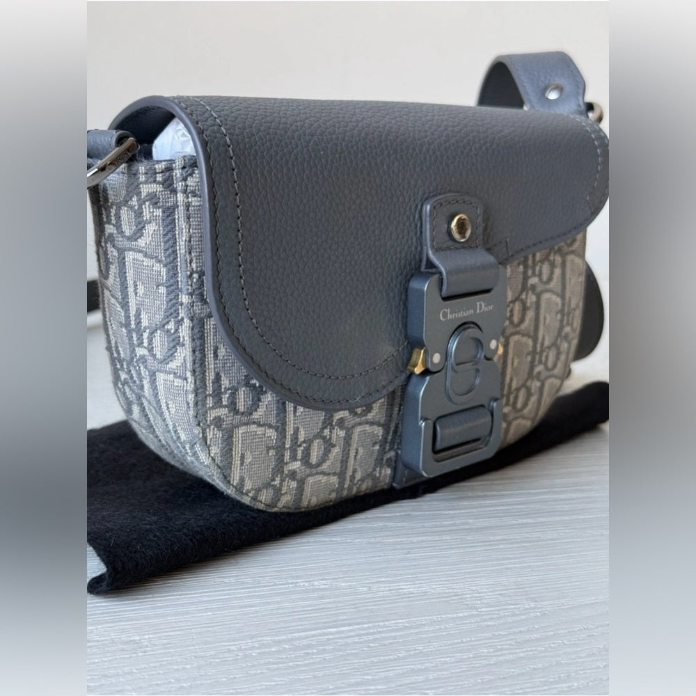 Dior Mini Saddle Messenger Bag Gray