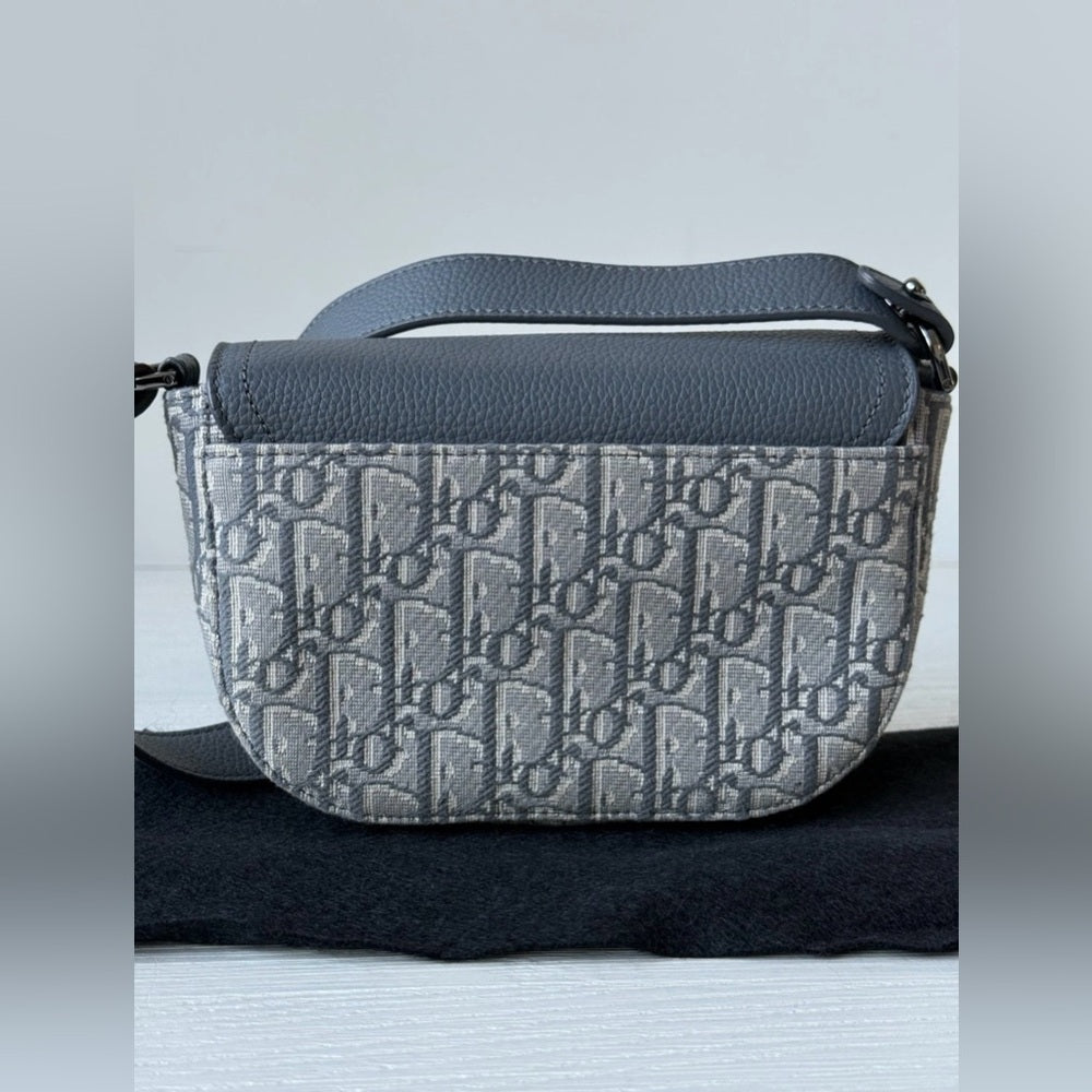 Dior Mini Saddle Messenger Bag Gray