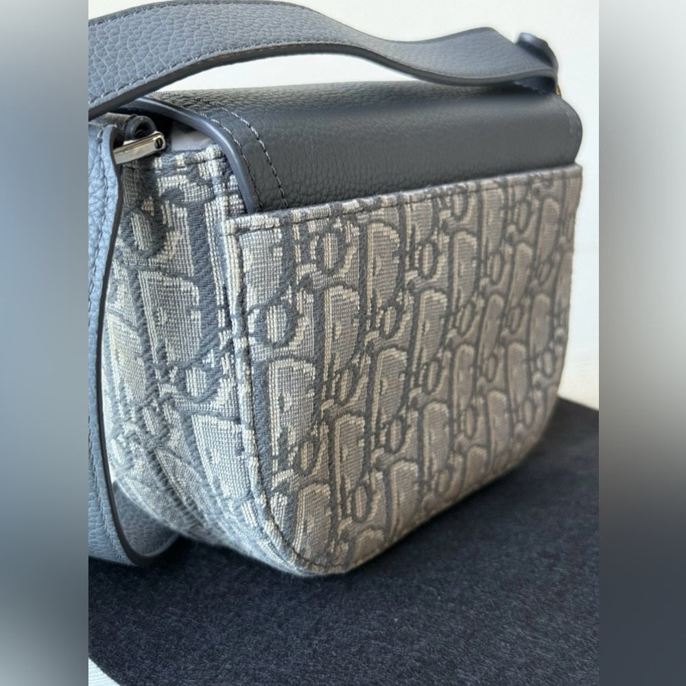 Dior Mini Saddle Messenger Bag Gray