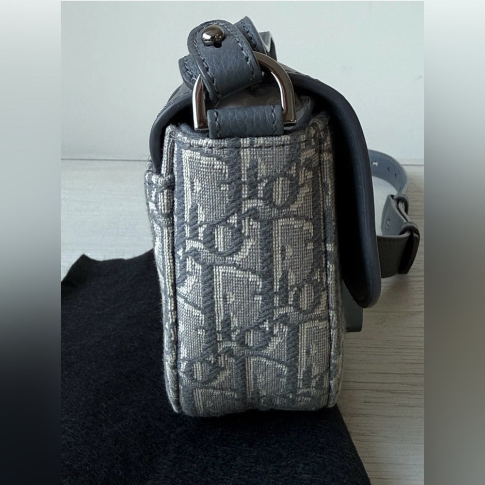 Dior Mini Saddle Messenger Bag Gray