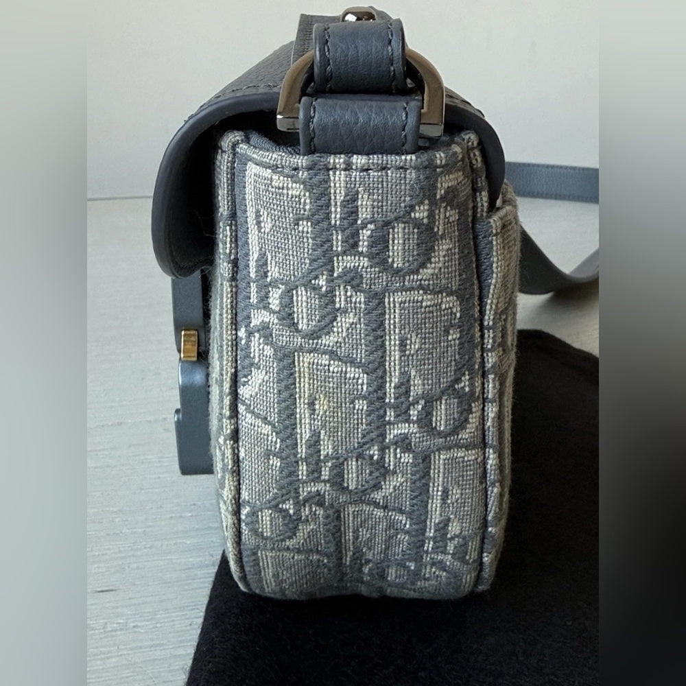 Dior Mini Saddle Messenger Bag Gray