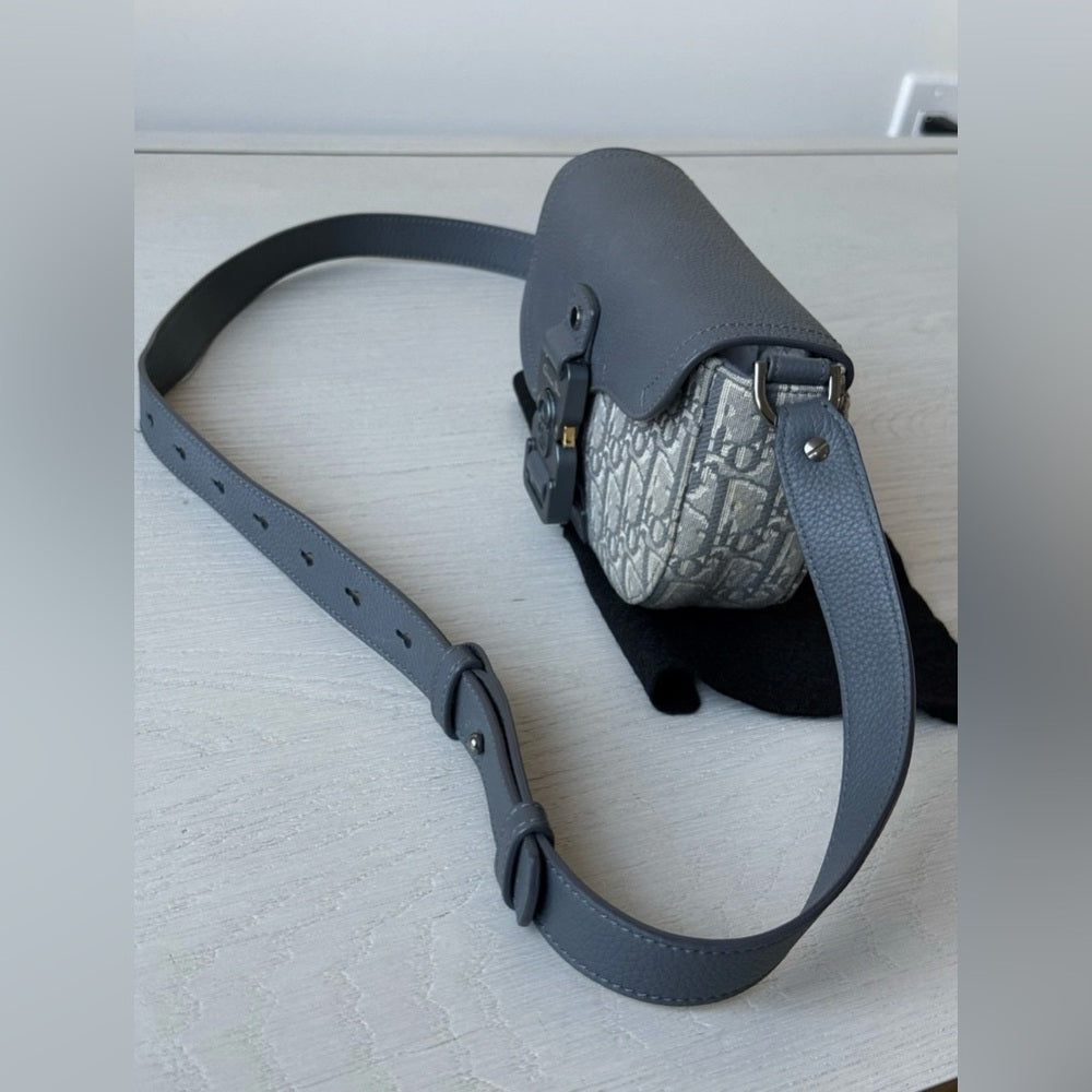 Dior Mini Saddle Messenger Bag Gray