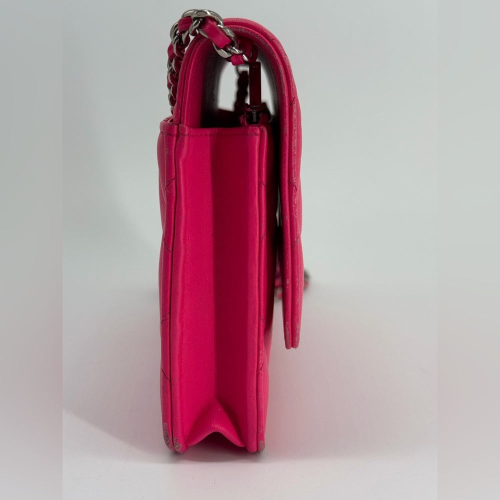 CHANEL WOC Pink Lambskin Leather Ombre Hardware Square Crossbody Bag