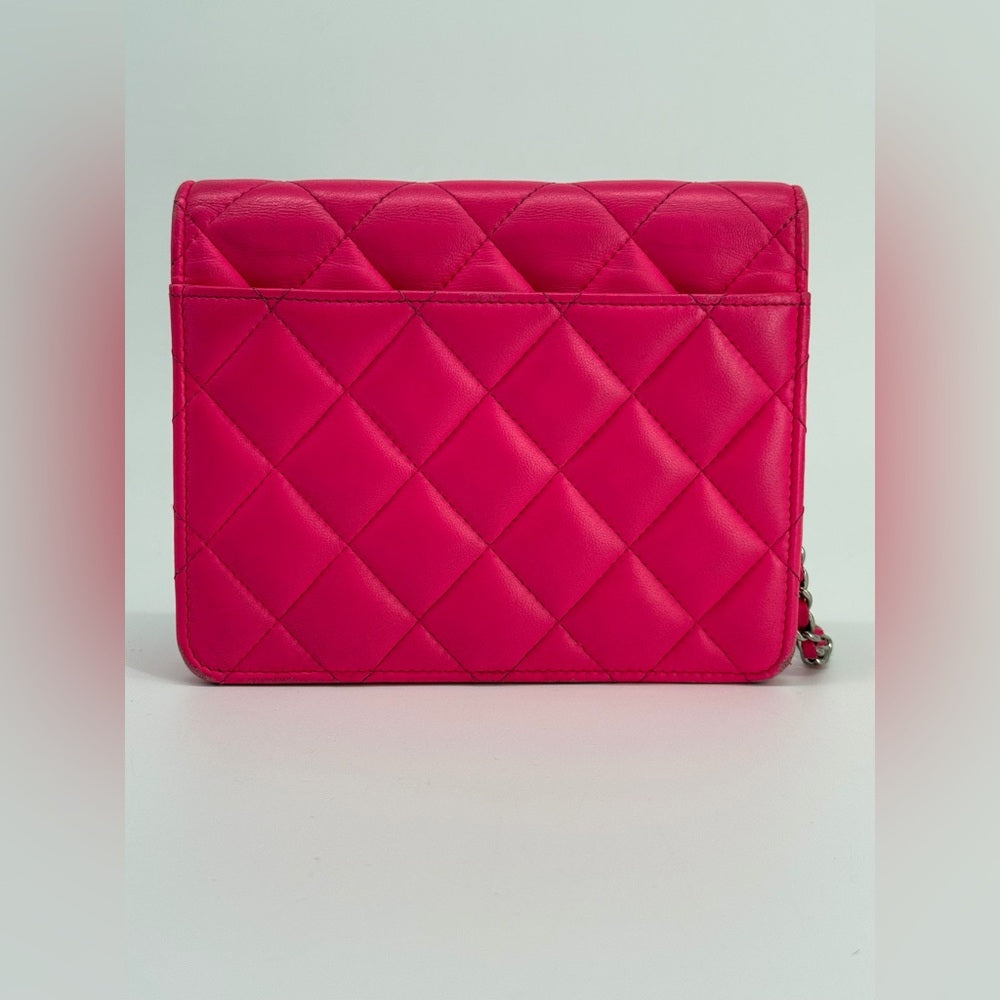 CHANEL WOC Pink Lambskin Leather Ombre Hardware Square Crossbody Bag