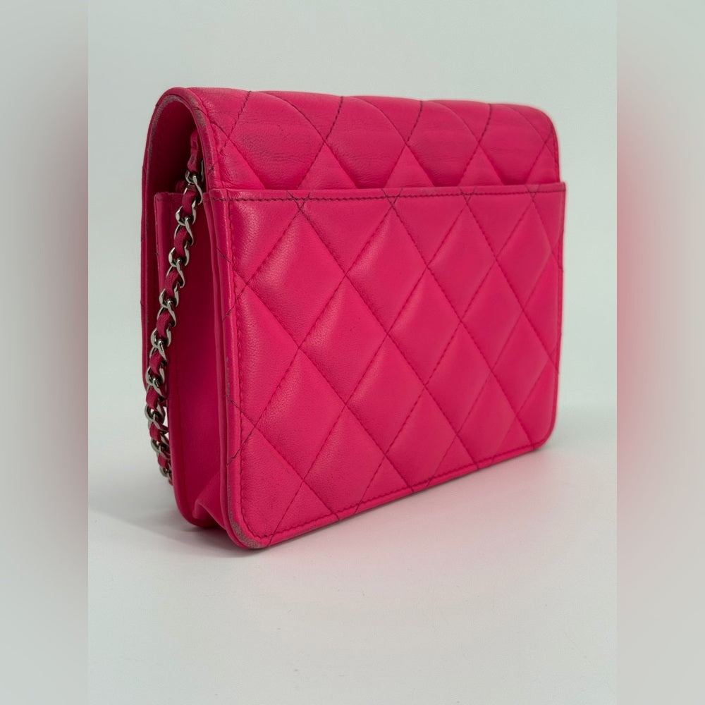 CHANEL WOC Pink Lambskin Leather Ombre Hardware Square Crossbody Bag