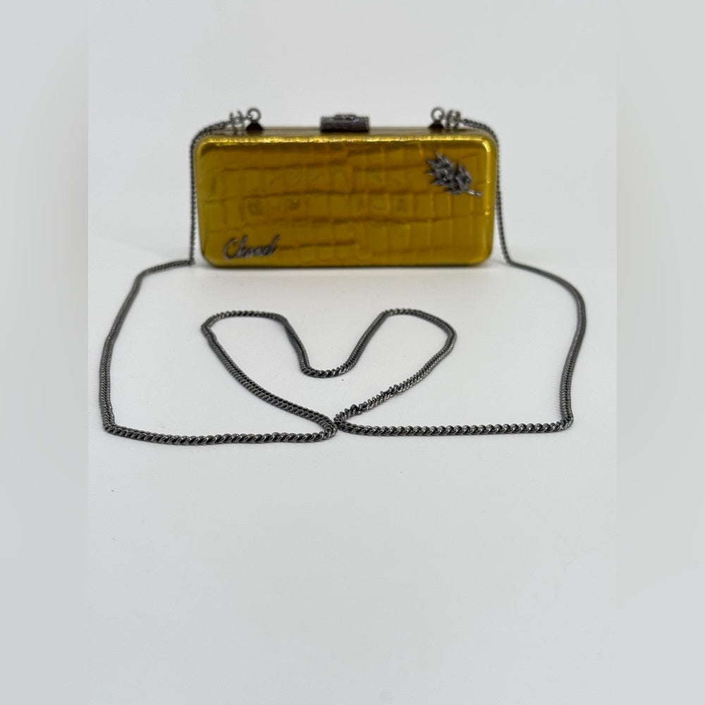Chanel Minaudiere Gold Crystal Crocodile Clutch Bag