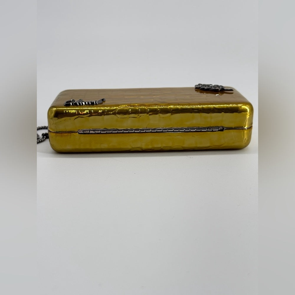 Chanel Minaudiere Gold Crystal Crocodile Clutch Bag