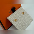 Hermes Lasquered Mini Pope H Orange Earrings