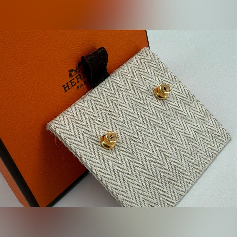 Hermes Lasquered Mini Pope H Orange Earrings