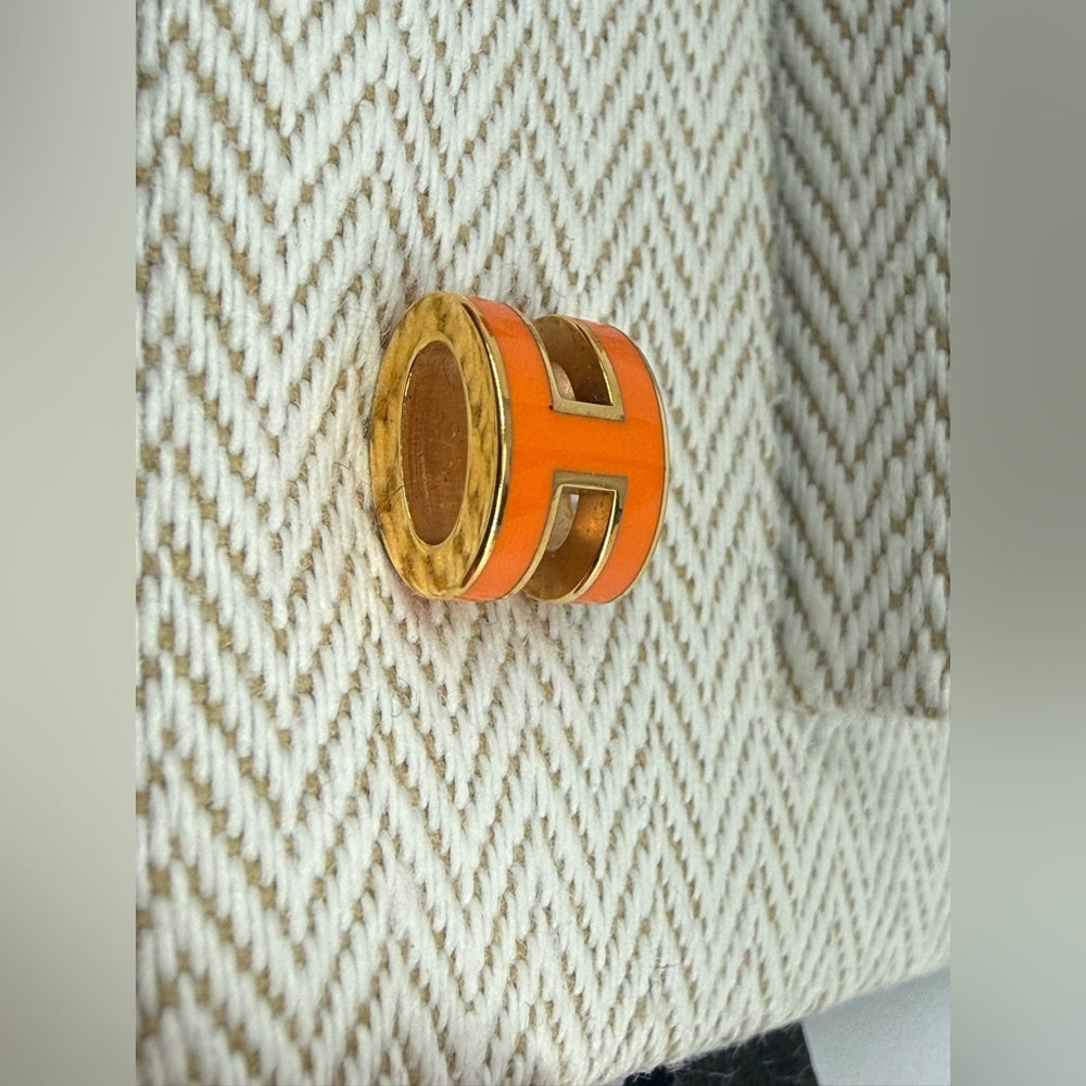 Hermes Lasquered Mini Pope H Orange Earrings
