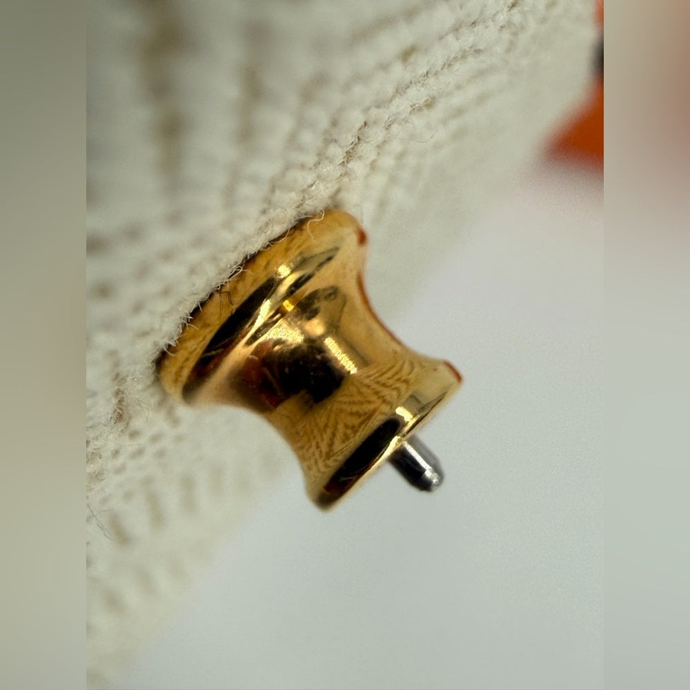 Hermes Lasquered Mini Pope H Orange Earrings