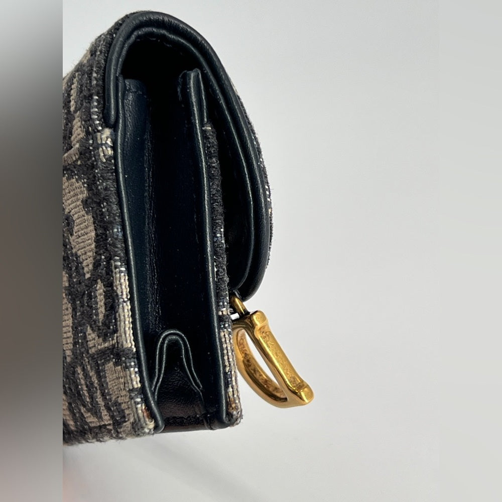 Cristian Dior Oblique Saddle Card Holder Wallet
