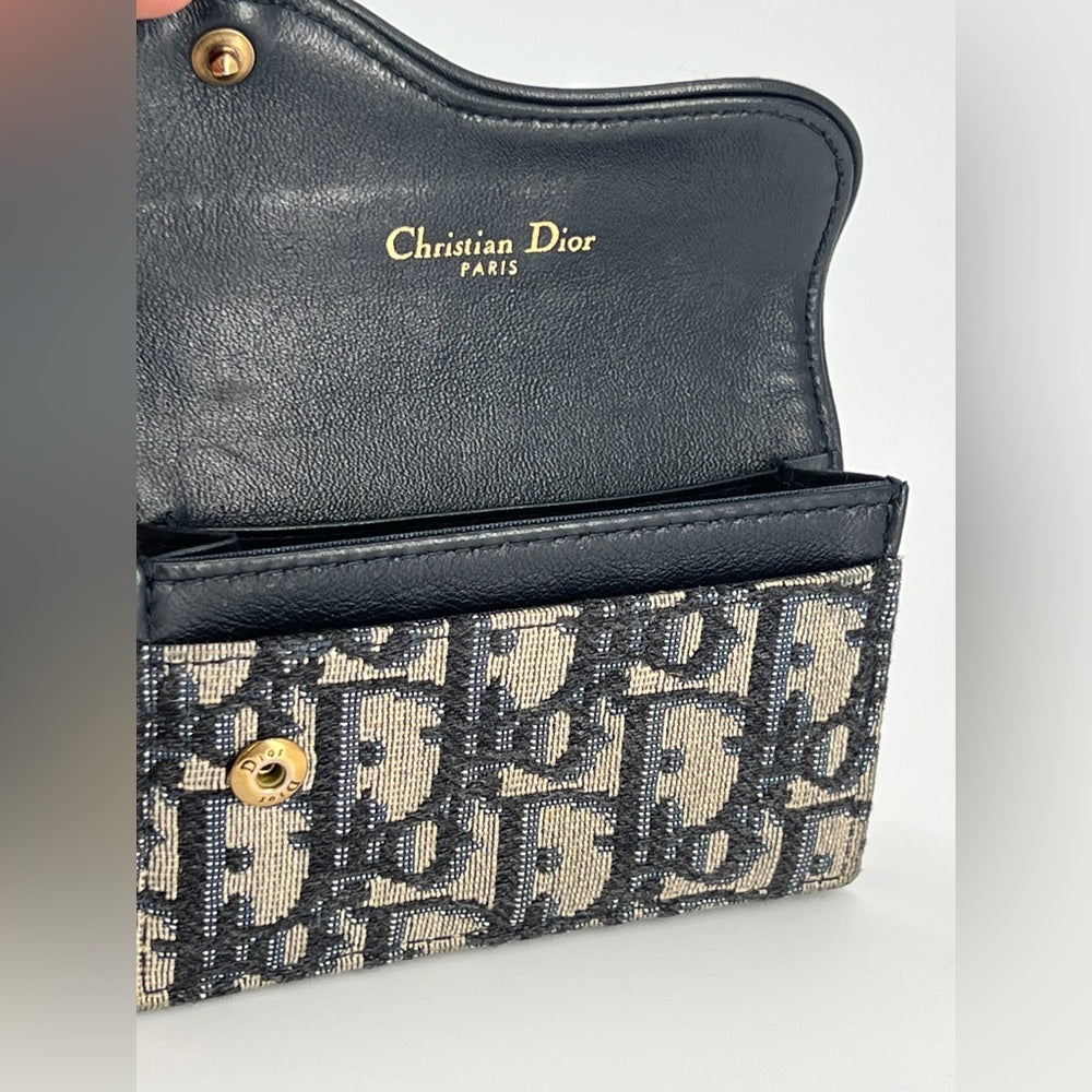 Cristian Dior Oblique Saddle Card Holder Wallet