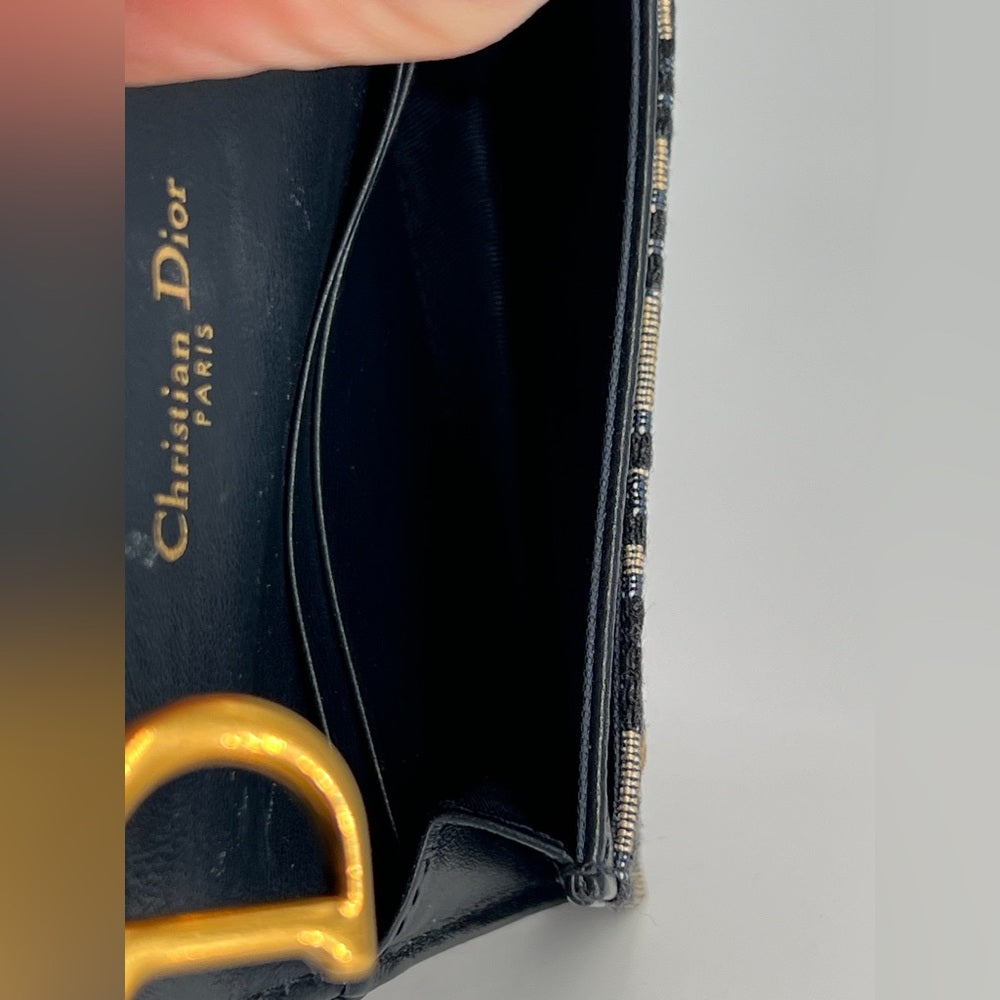 Cristian Dior Oblique Saddle Card Holder Wallet