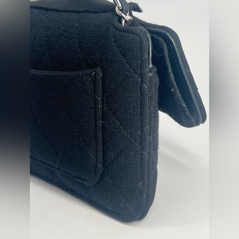 Chanel Quilted Fabric Foldable Tote Chain Strap Crossbody Bag