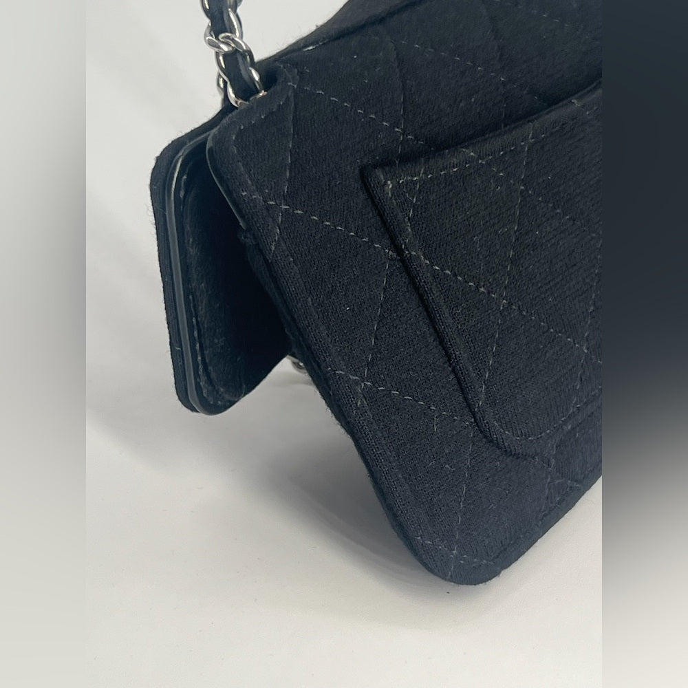 Chanel Quilted Fabric Foldable Tote Chain Strap Crossbody Bag