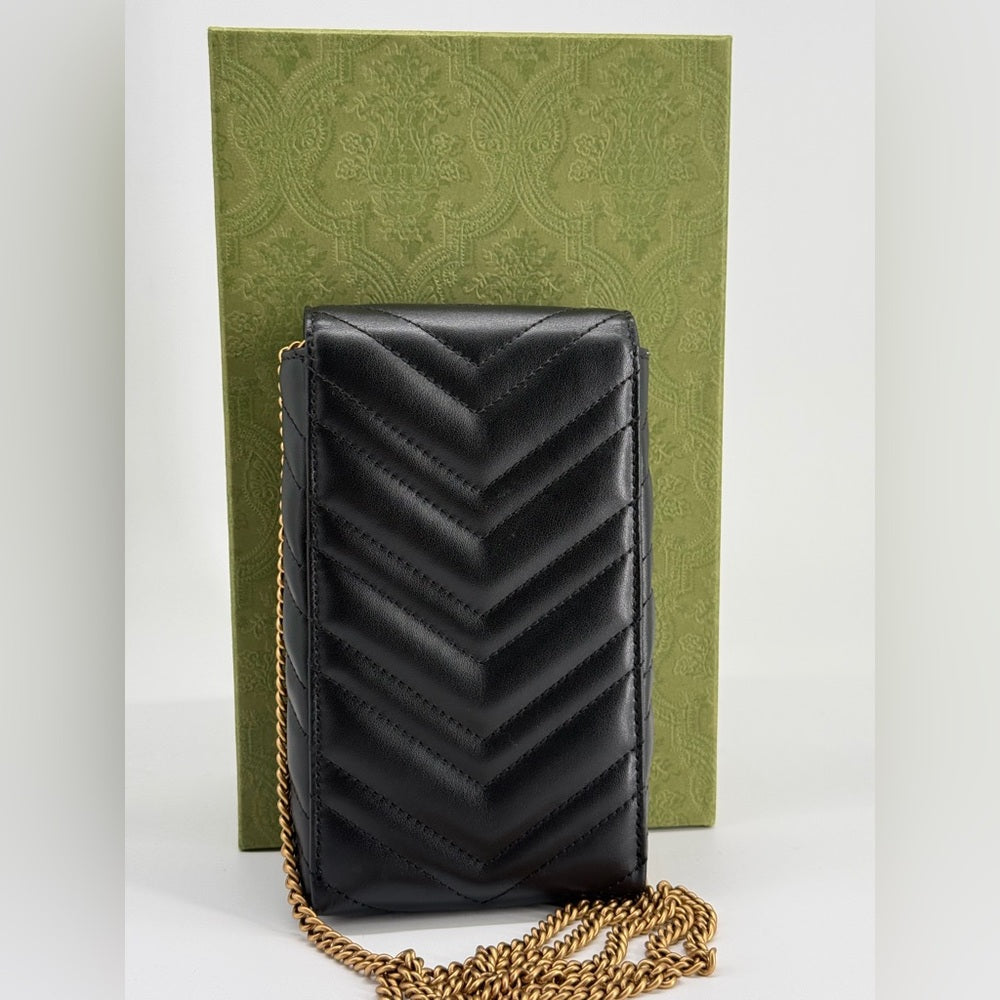 Gucci GG Marmont Mini Black Leather Crossbody Bag