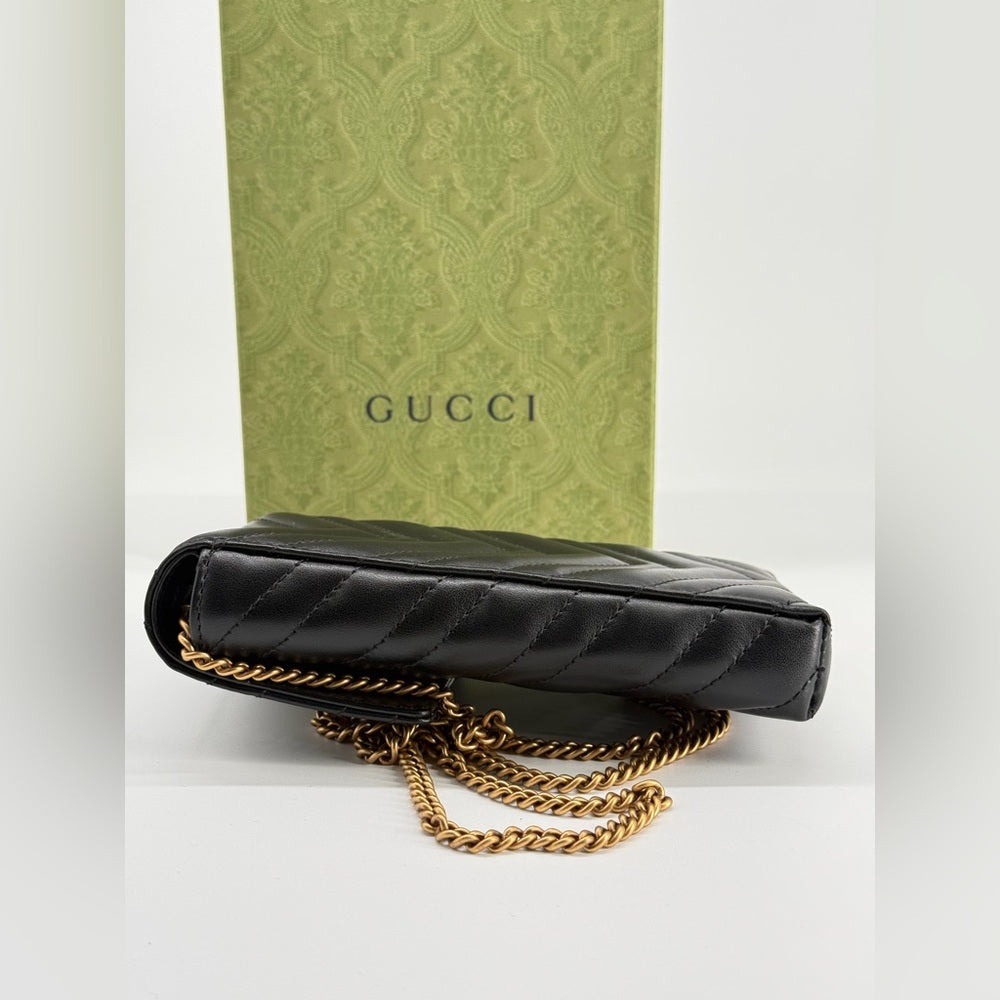 Gucci GG Marmont Mini Black Leather Crossbody Bag