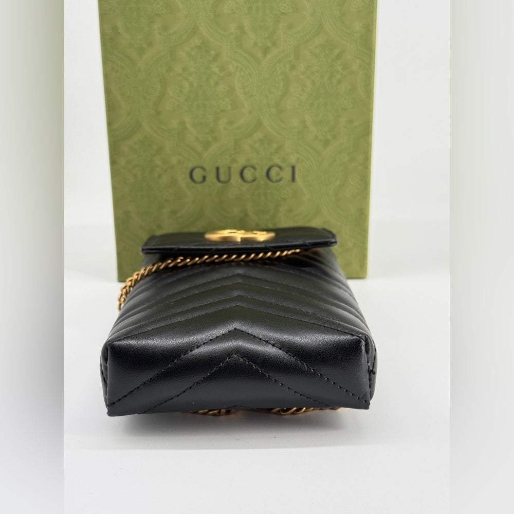 Gucci GG Marmont Mini Black Leather Crossbody Bag