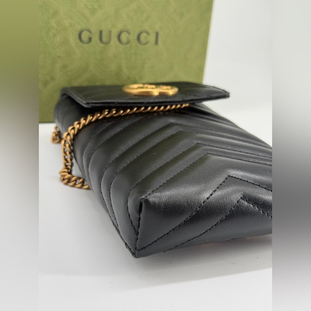 Gucci GG Marmont Mini Black Leather Crossbody Bag