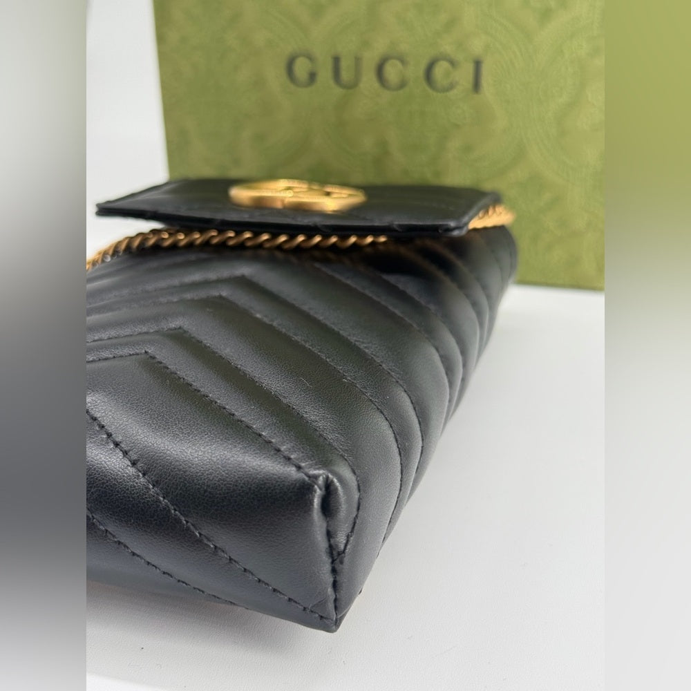 Gucci GG Marmont Mini Black Leather Crossbody Bag