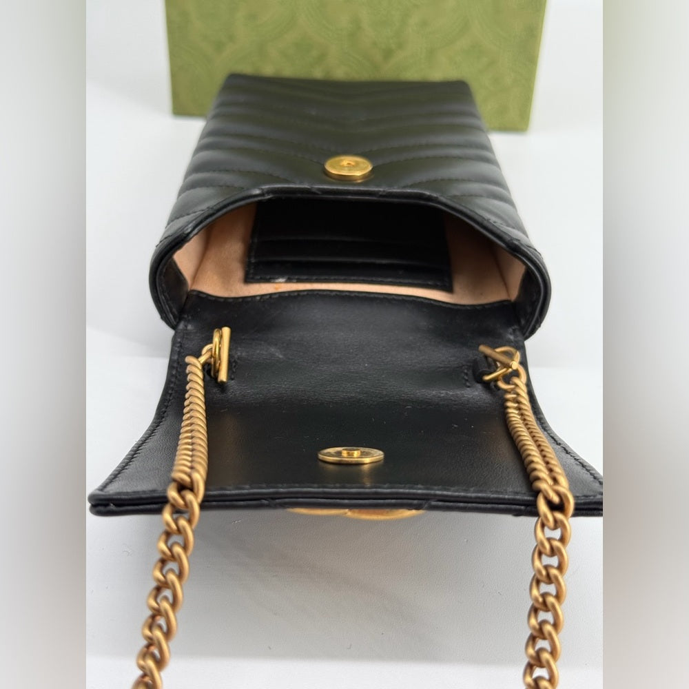 Gucci GG Marmont Mini Black Leather Crossbody Bag