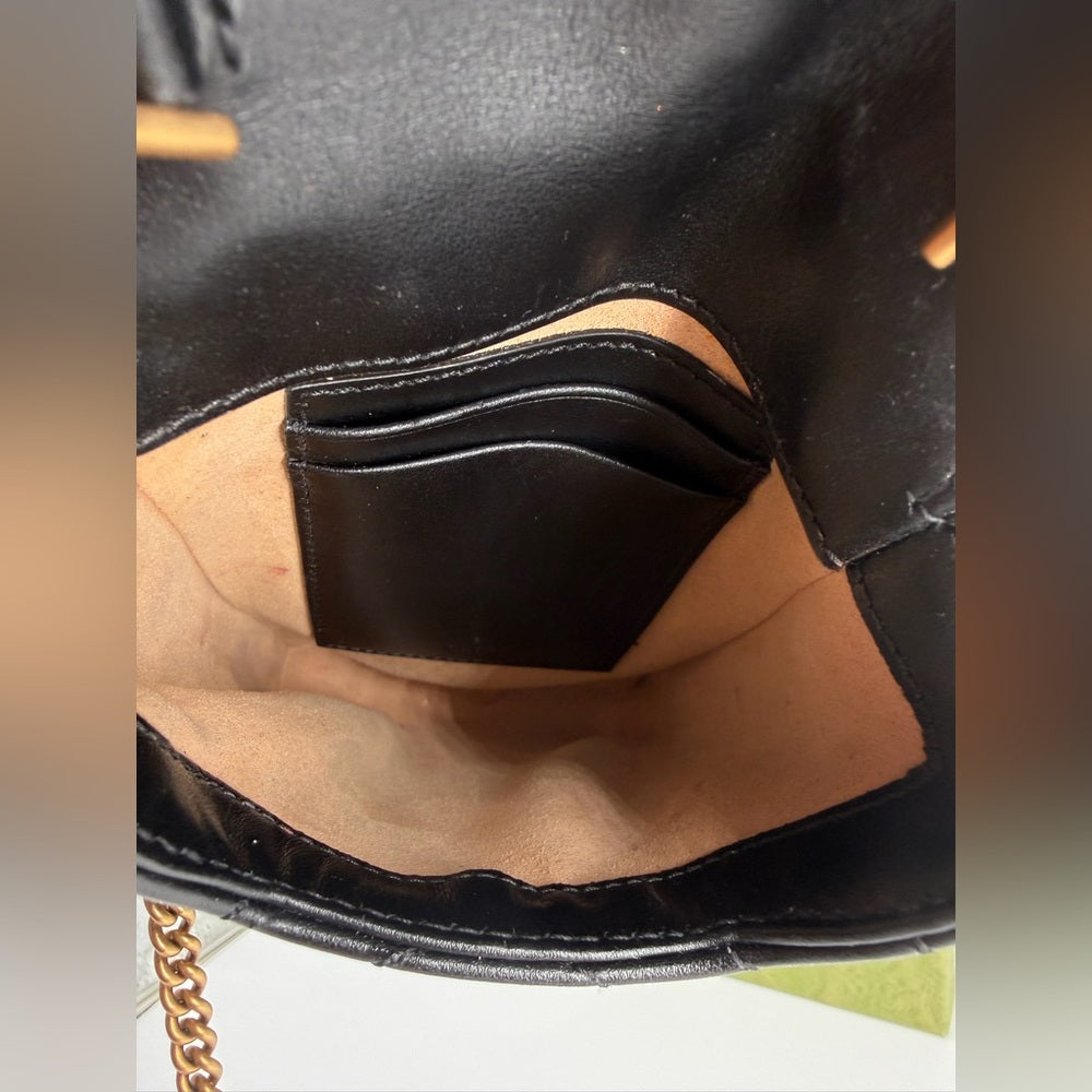 Gucci GG Marmont Mini Black Leather Crossbody Bag