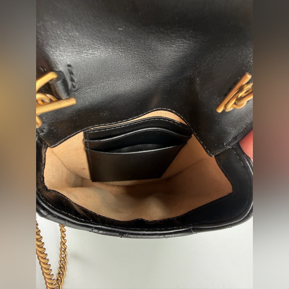 Gucci GG Marmont Mini Black Leather Crossbody Bag
