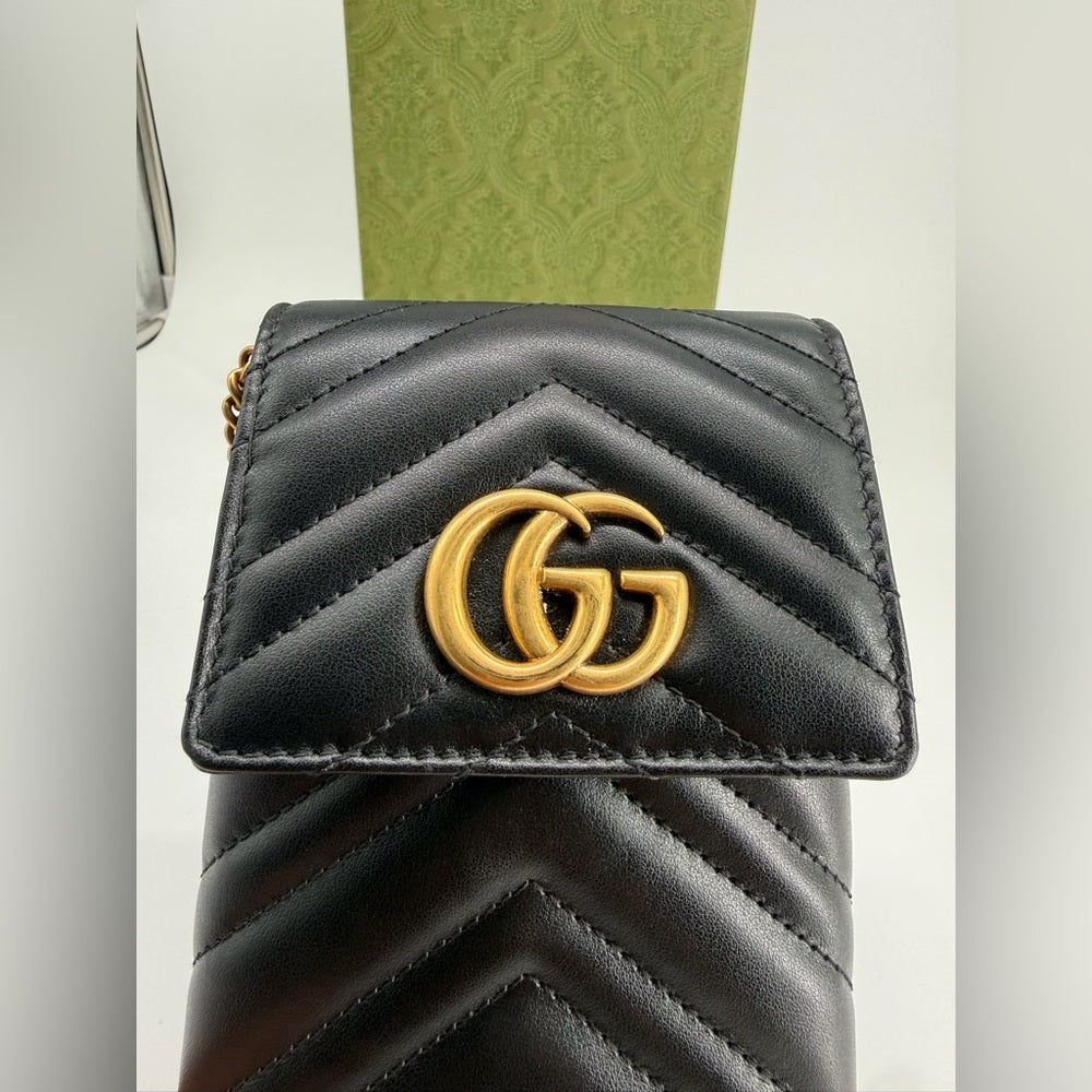 Gucci GG Marmont Mini Black Leather Crossbody Bag
